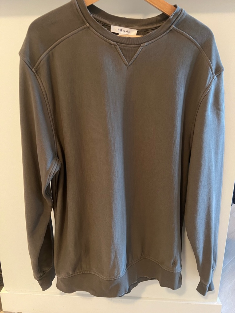 Frame Denim Men's Olive Green Crewneck Sweatshirt